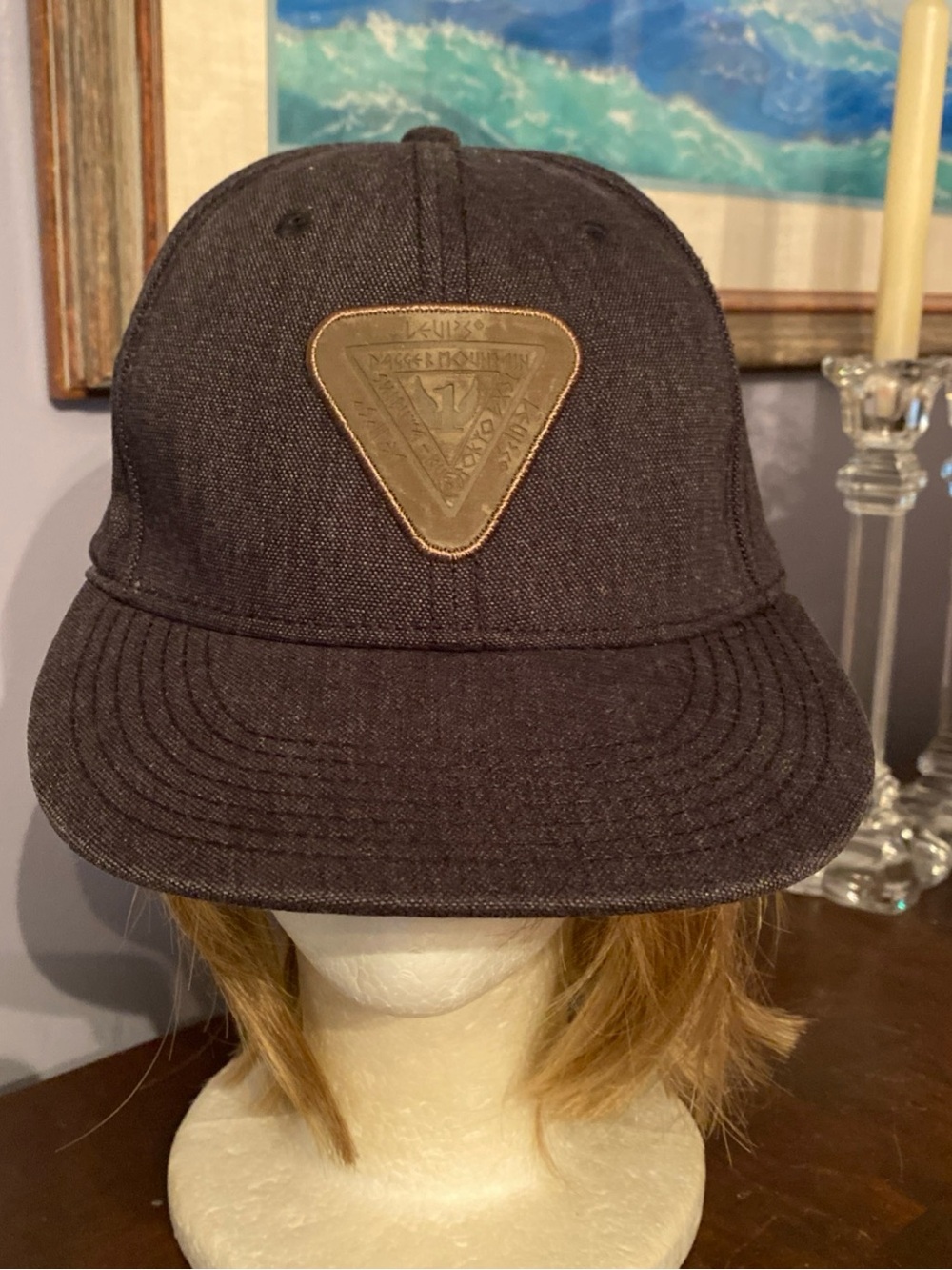 V! Levi's Denim Hat Dagger Mountain Snap Back Gray Dark Wash Skater Grunge